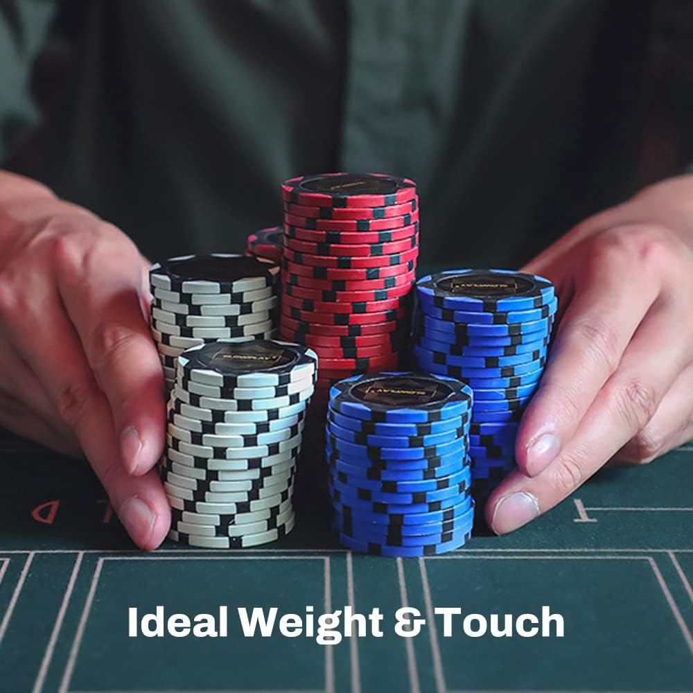 SLOWPLAY Nash Clay Poker Chips, 14 Grams Heavyweight Clay Composite, 40mm Large Chips in Bulk, Pack of 50 with Denomination of 5000