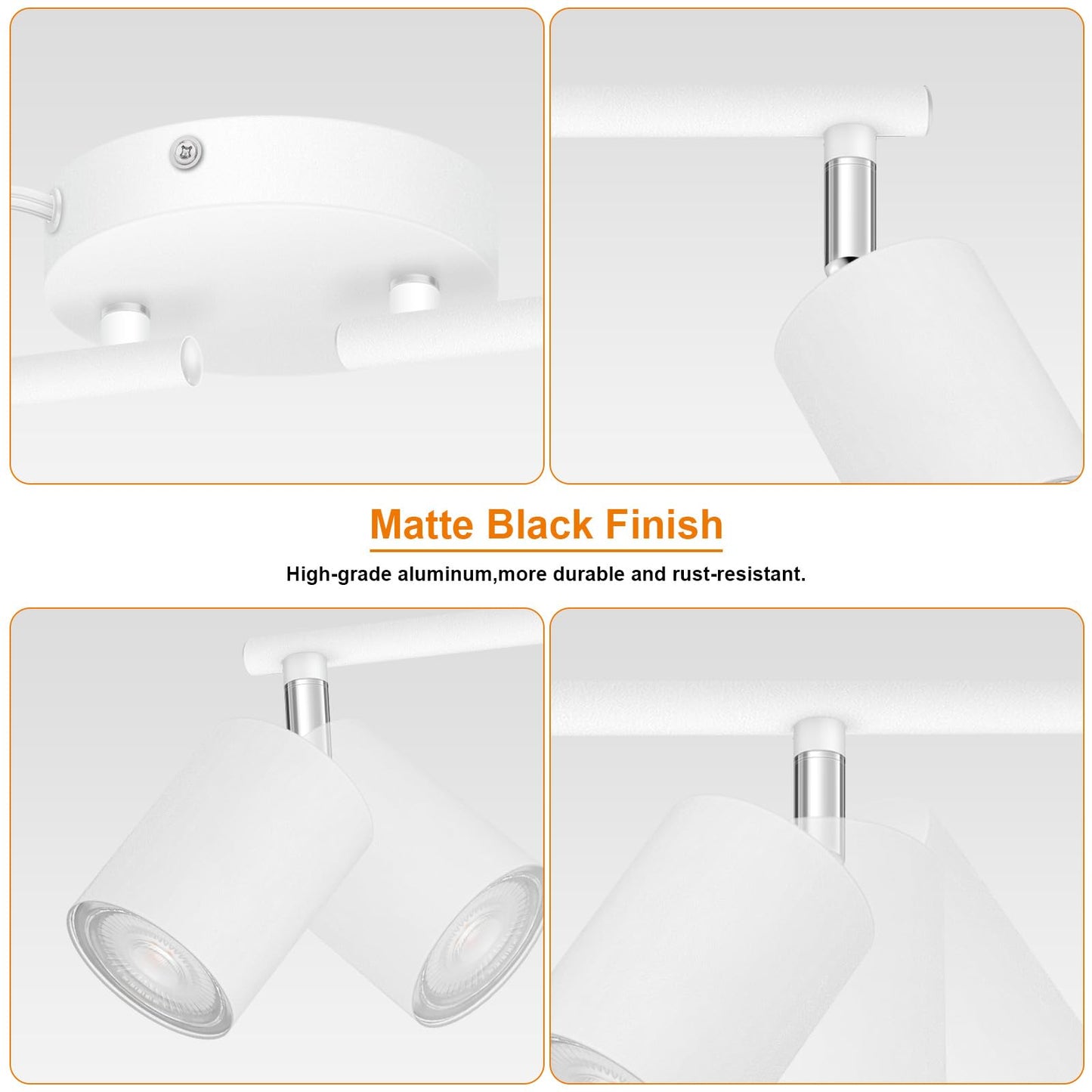 Plug In Track Lighting Led  Track Lighting Fixtures Ceiling  White 6-Light Kitchen Light Kit  Plug In Wall Light With 14.8Ft Power Cord  Rotatable Ceiling Spotlight For Bedroom(Gu10 Socket  No Bulb)