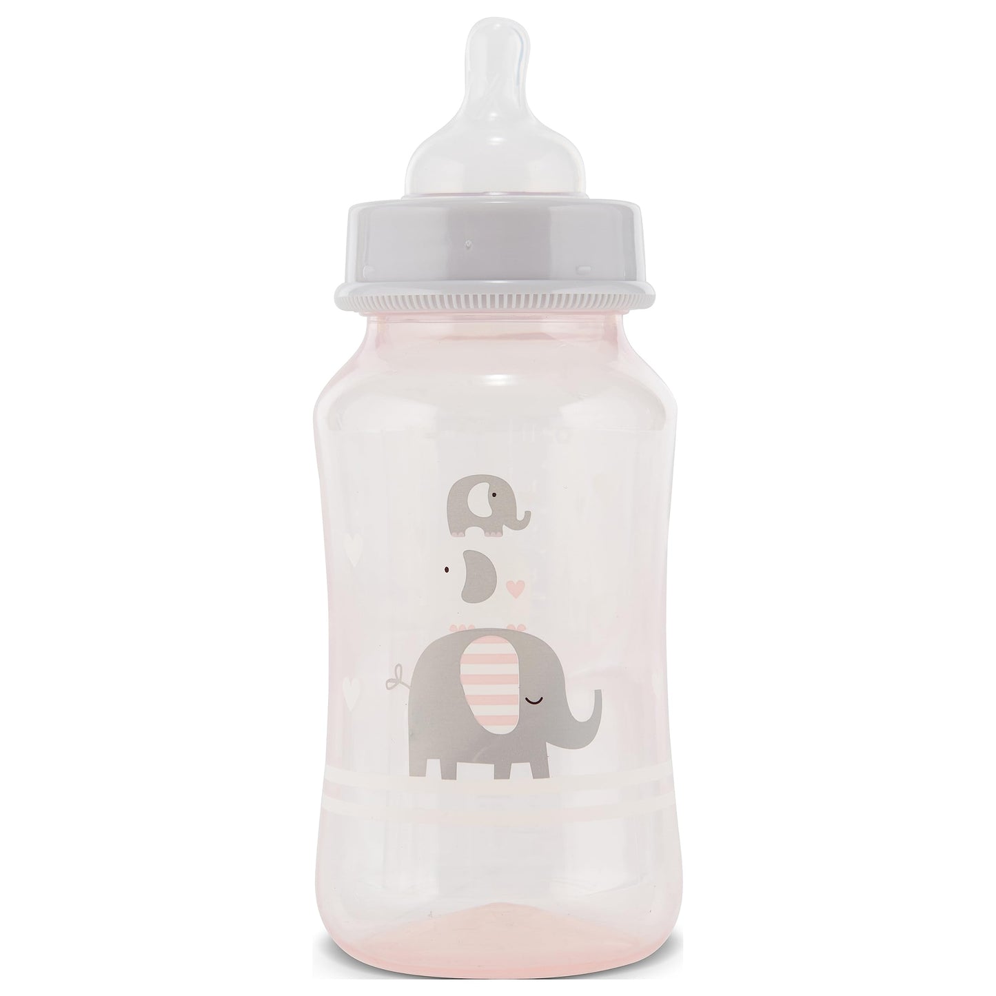 Premium 2-Pack Baby Bottles - 11 Ounce, Hourglass Shape, Fun Boys and Girls Prints, Clear Cover - BPA-Free