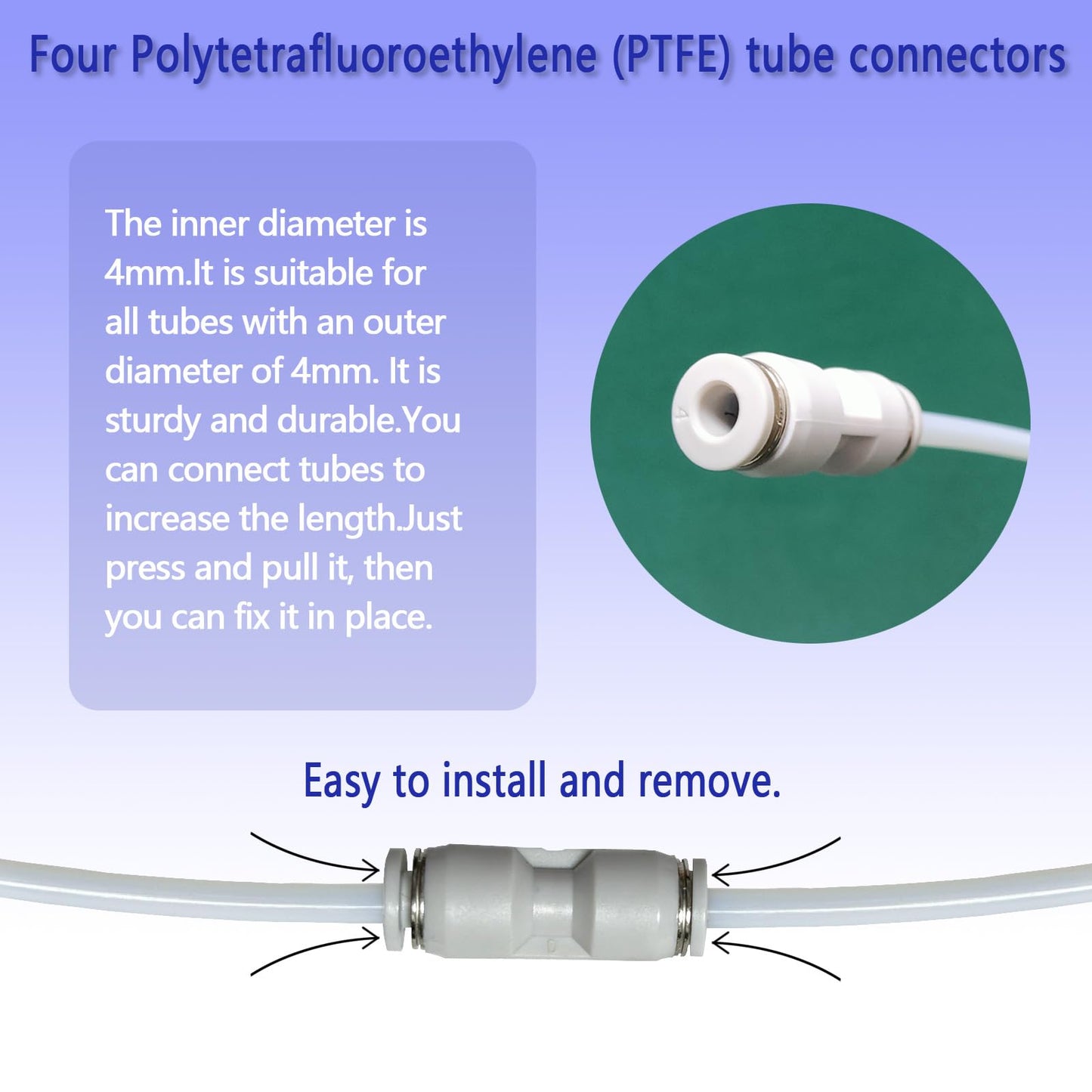 PTFE Tube Kit, 2.5mm ID×4mm OD, 5M/16.4ft, Compatible with Bambu Lab AMS X1/P1P/A1, CREALITY K2 Plus/Hi, FLASHFORGE 5M, Prusa MMU3 (white PTFE Tube Kit)