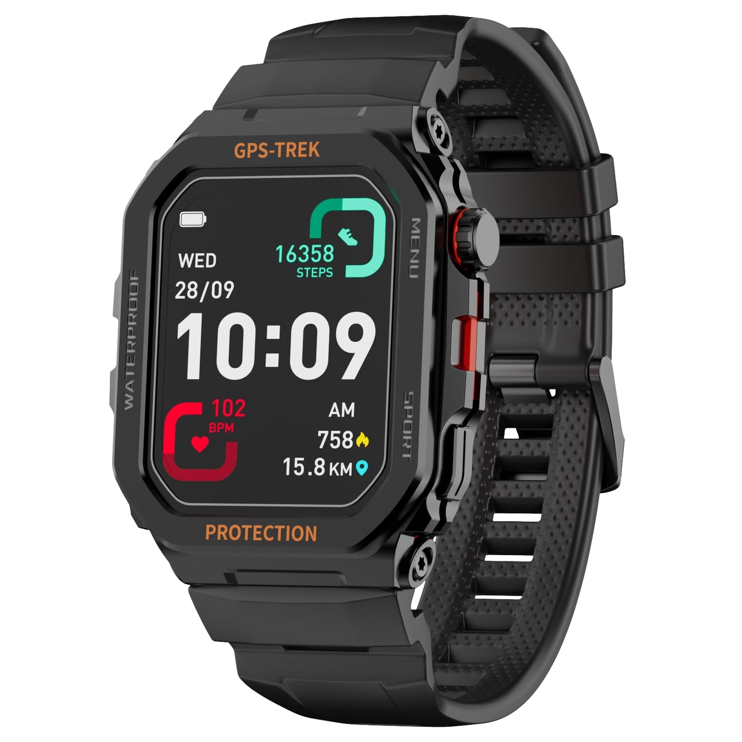 GPS Running Watch, Rugged Military Smart Watch, IP68, Long Battery Life, Multi-GNSS Support, Tracback Routing and More, Training Metrics and Recovery Insights, Answer/Make Call