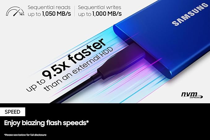 SAMSUNG T7 Portable SSD, 1TB External Solid State Drive, Speeds Up to 1,050MB/s, USB 3.2 Gen 2, Reliable Storage for Gaming, Students, Professionals, MU-PC1T0R/AM, Red