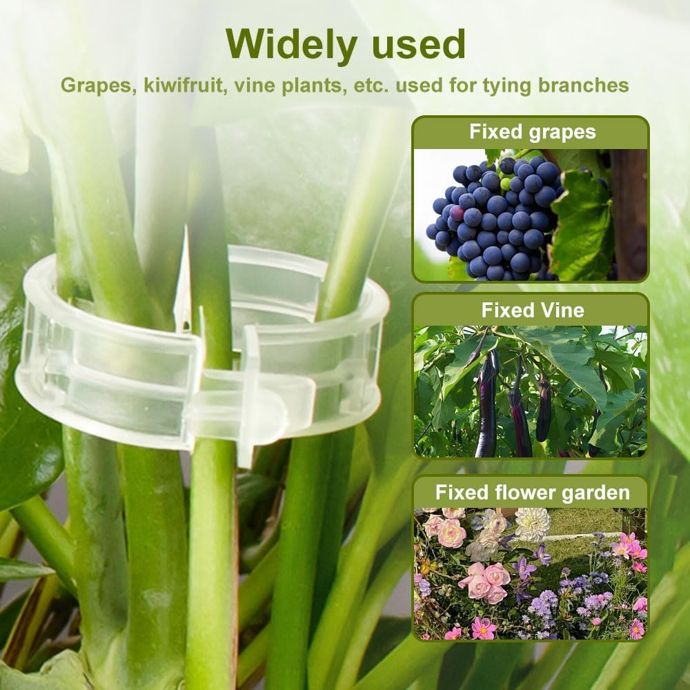 AIIONP 100 PCS Plant Support Clips Reusable Garden Clips, Secured Plastic Plant Clips, Tomato Support Clips for String Trellis for Climbing Plants Outdoor Indoor Plant Flowers Stem Vine Fixing Clips