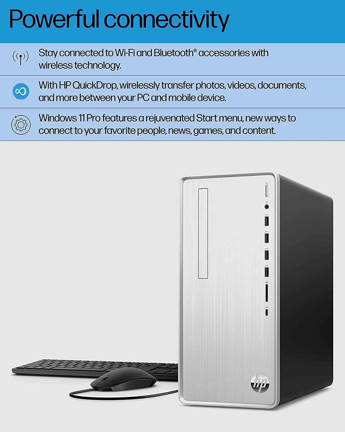 2023 Hp Pavilion Desktop Pc, Amd Ryzen 7 5700G (8 Cores), 64Gb Ram, 2Tb Ssd, 2Tb Hdd, Amd Radeon Graphics, Wi-Fi, Bluetooth, Key