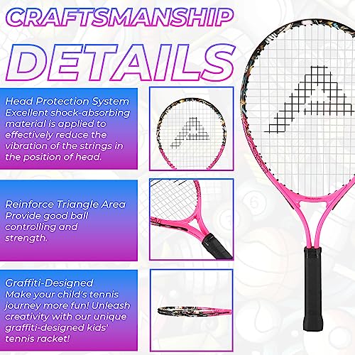 AMA SPORT Kids Tennis Racket for Junior Toddlers Starter Kit 17-25" Tennis Racquet for Girls and Boys with 420D Nylon Shou...
