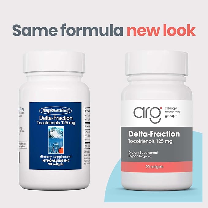 Allergy Research Group Delta-Fraction Tocotrienols Supplement - 125 mg Vitamin E, Annatto, Gamma, Tocotrienols Only, Tocopherol-Free, Hypoallergenic, Softgels - 90 Count