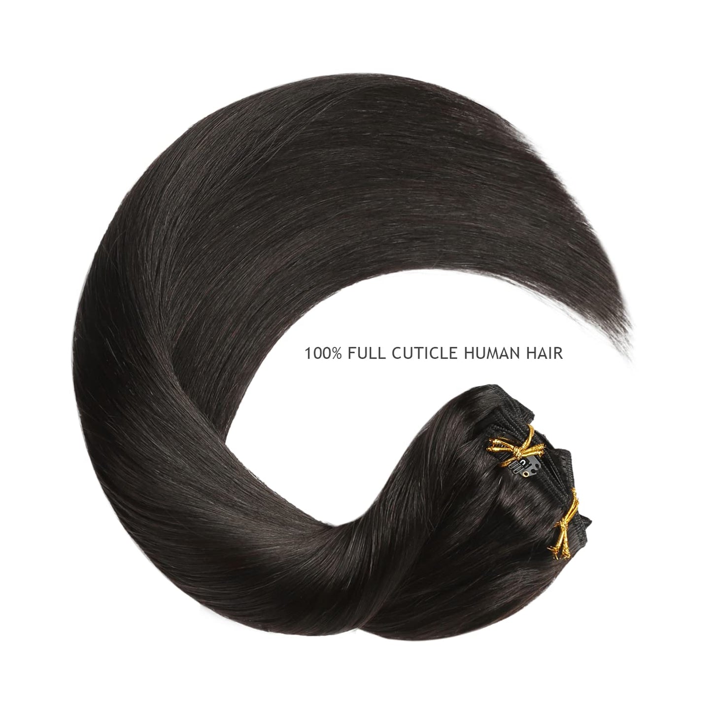 YILITE Real Hair Extensions Clip in Human Hair 8Pcs 120g Off Black Full Head Double Weft Invisible Straight Remy Clip in Hair ex