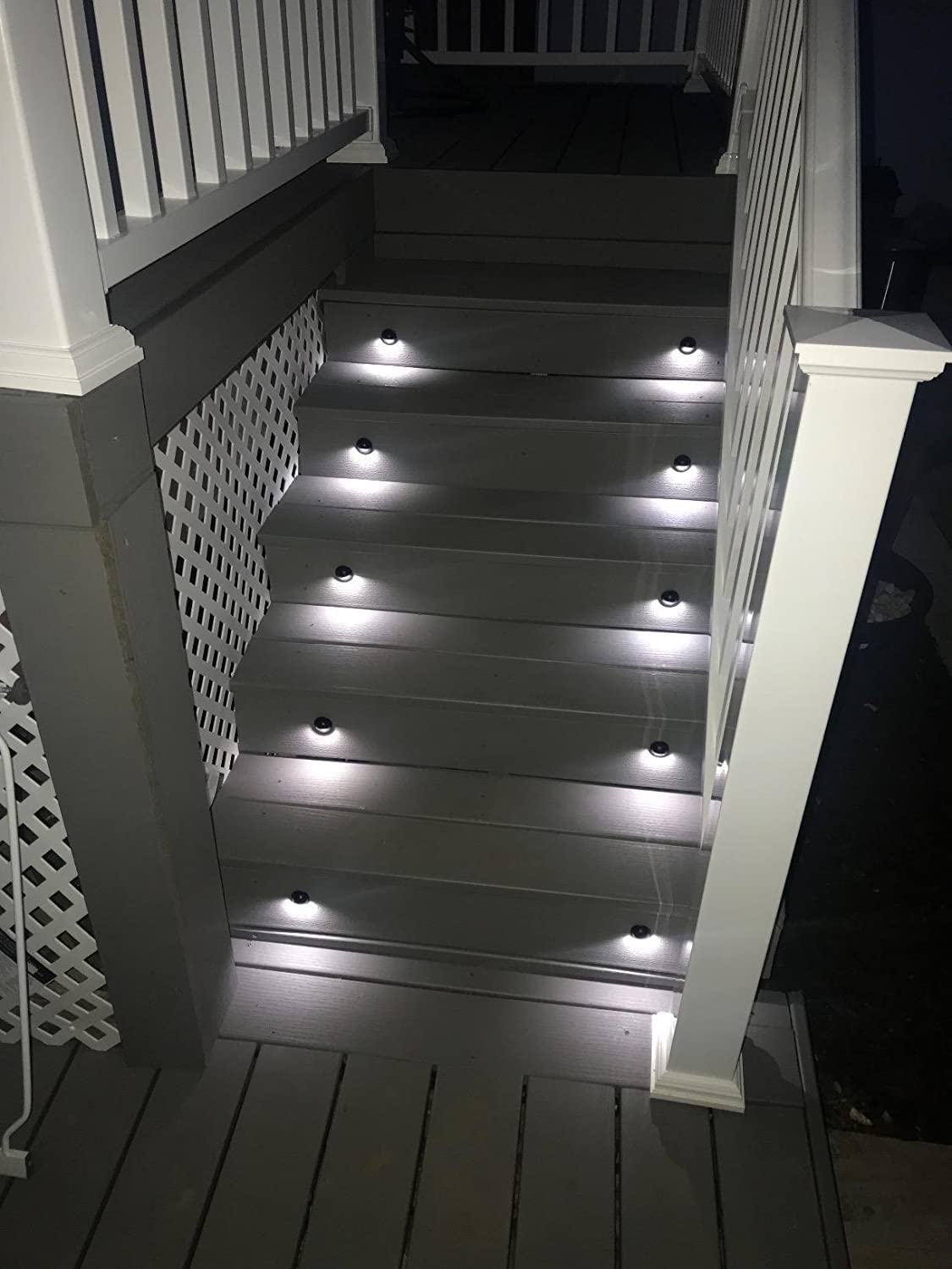 FVTLED Low Voltage LED Deck Lights Kit, 10pcs, Cold White, Metal, Model B106B, Outdoor Garden Pathway Lighting, Bronze