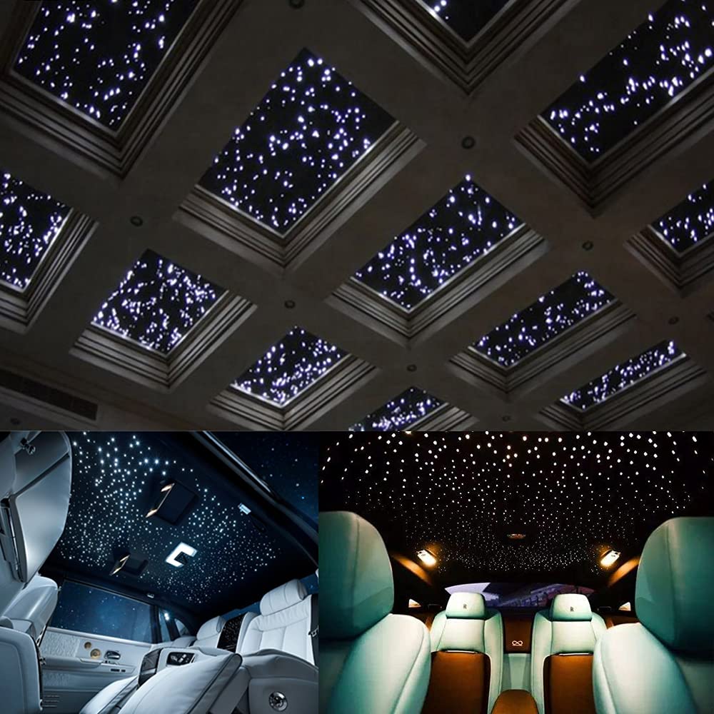 Akepo 20W Dual-Head Fiber Optic Star Ceiling Light Kit, Rgbw, 1100Pcs, 13.1Ft, Multicolor, Model Qj-L020, Sound Activated