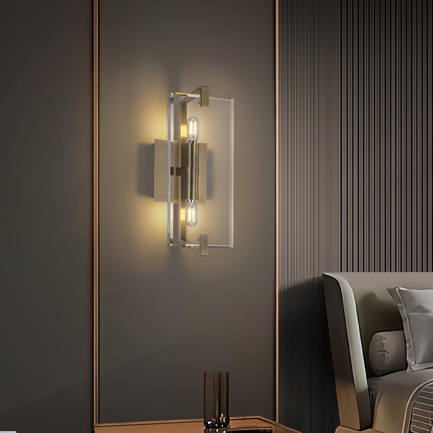 Crystal Vanity Wall Sconces Lights For Bathroom 13.5In Gold Sconces Wall Lighting Modern Brass Vanity Lights Fixture stylish Indoor Wall Sconce For Bedroom Hallway Staircase Living Room Dining Room