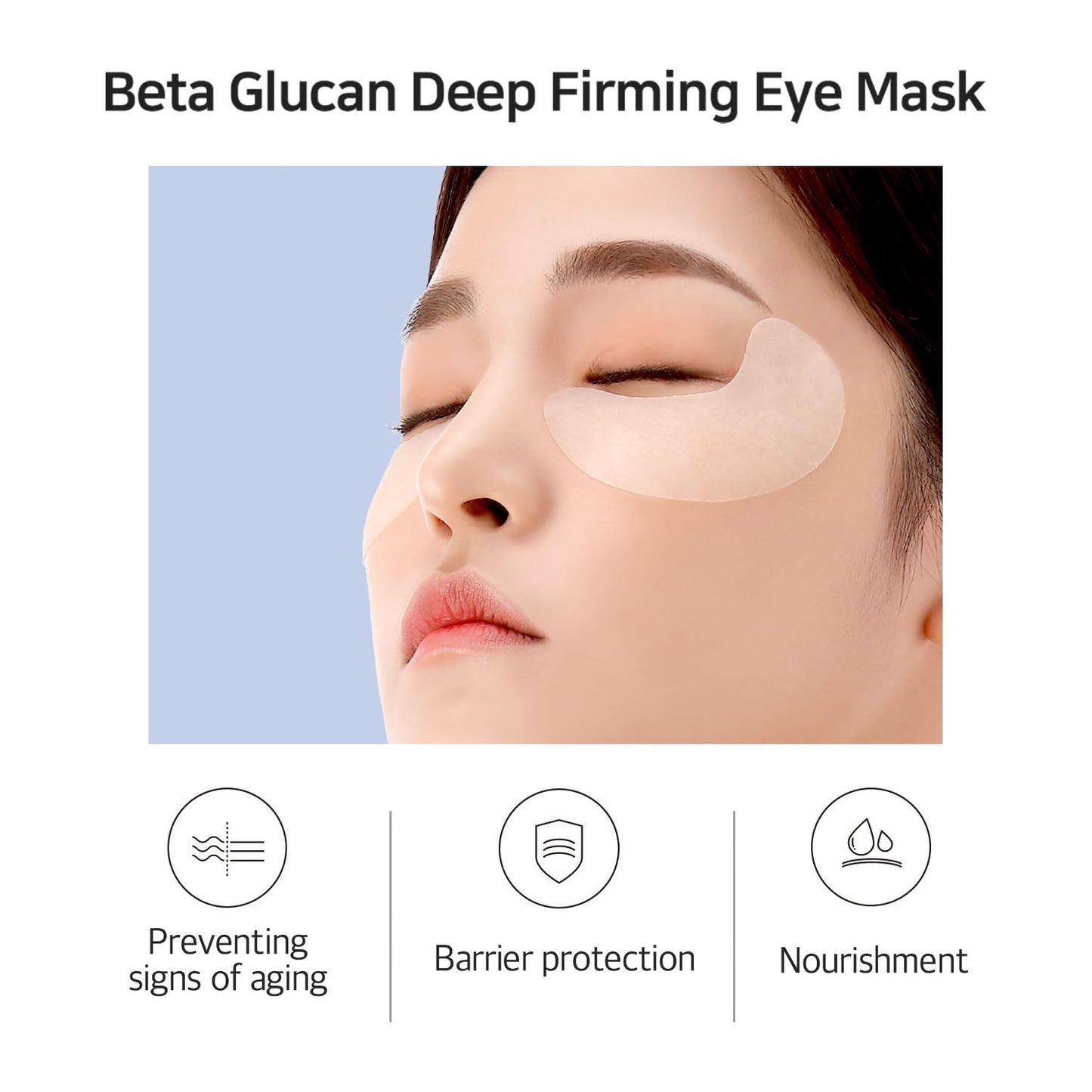 B-Glucan Deep Firming Eye Mask 60 Pieces (30pairs) - Mushroom Eye Patch, Soft Bamboo Sheet Mask, Skin Firming & Revitalizing, Ma