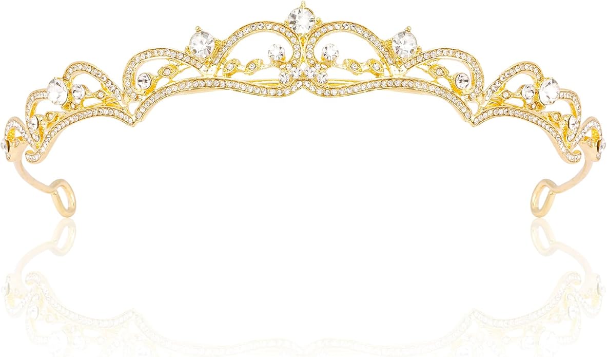 Vovii Gold Tiaras and Crowns for Women, Rhinestone Princess Crowns for Women Girls, Small Gold Tiara Crown Headband for Wo...