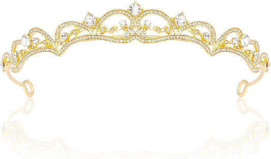 Vovii Gold Tiaras and Crowns for Women, Rhinestone Princess Crowns for Women Girls, Small Gold Tiara Crown Headband for Wo...