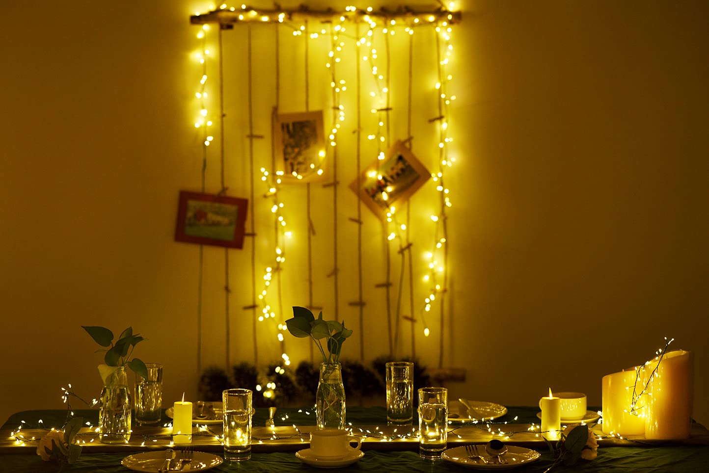 Dailyart 6Ft 120 Led Green Copper Wire Fairy Lights - Waterproof Battery Operated String Lights For Garden, Wedding, Party, Xmas