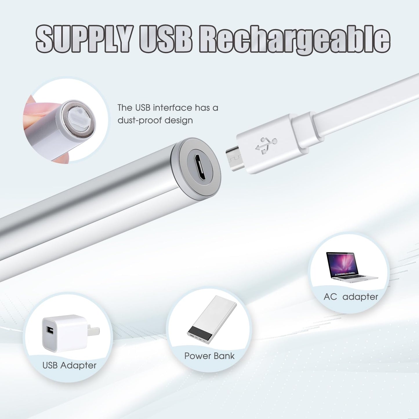 Benature LED Mirror Lights Portable Makeup Light Touch Control 3 Brightness Aluminum 2 Packs Silver Model LCL004