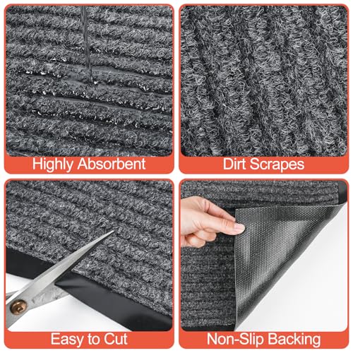 MYFAMIREA Commercial Floor Mat 3' x 5' Extra Large Front Door Industrial Rug Heavy Duty Brush Step Entrance Mat Weather Ut...