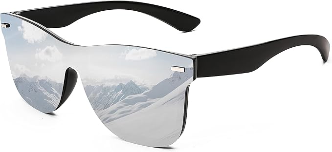 FEISEDY Trendy Rimless Mirrored One Piece Lens Sunglasses Reflective Sun Glasses B4114