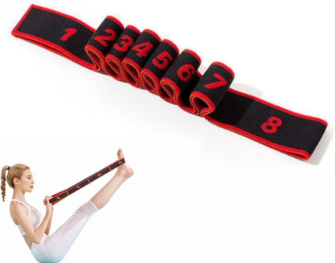 Fitness Resistance Band for Stretching and Yoga, Number Stretch Resistance Band with Clear Markings, 8-Section Elastic Tra...