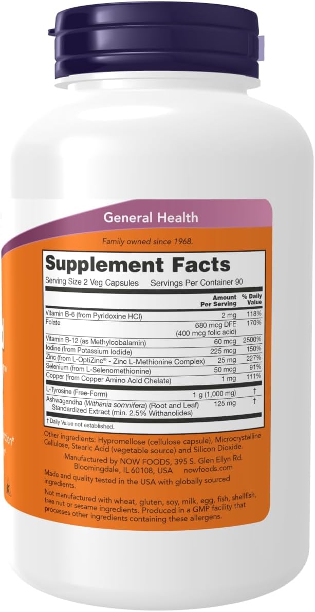 NOW Foods Thyroid Energy Veg Capsules (180 Capsules, Pack of 2)
