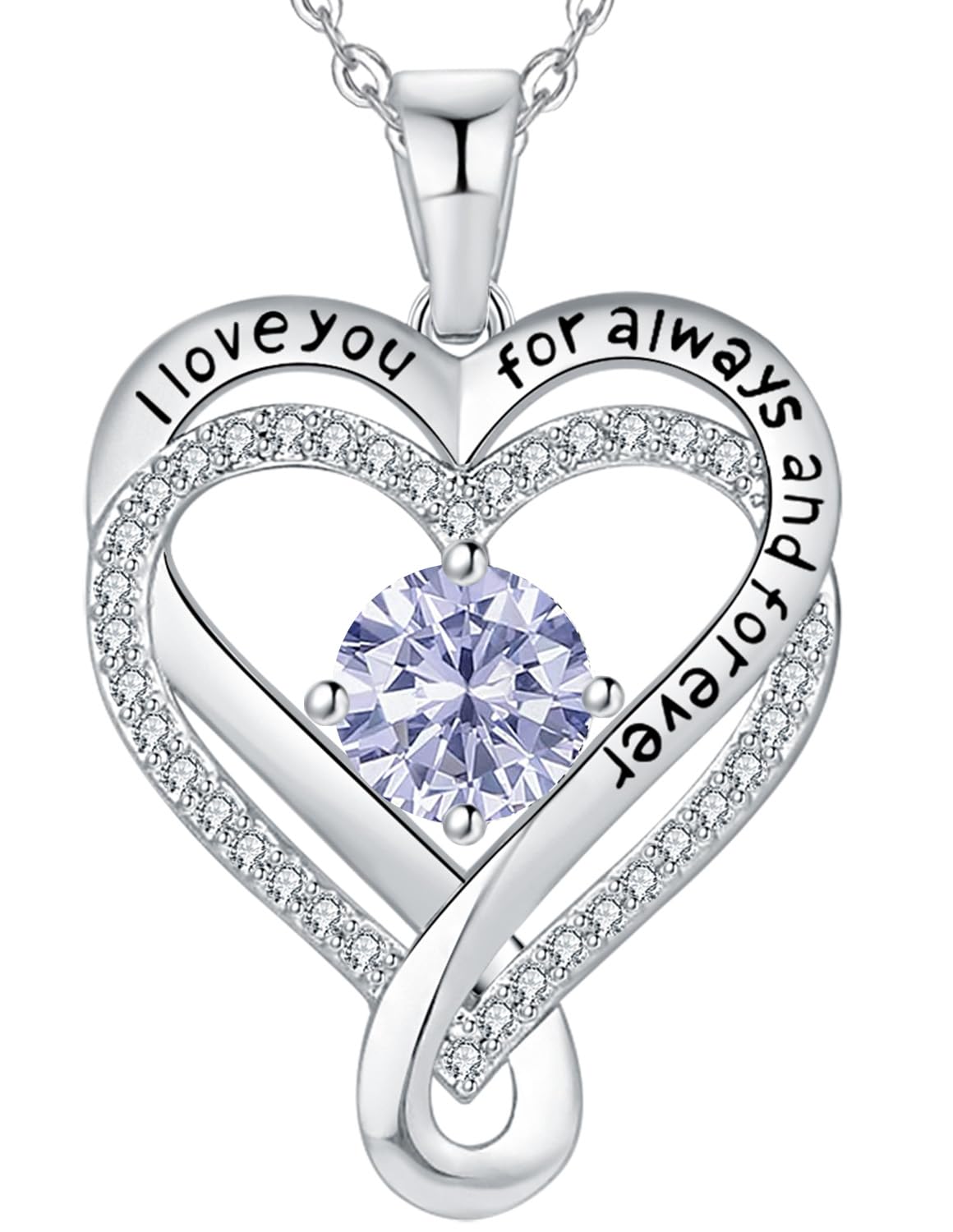 Mkhhy S925 Necklace for Women Anniversary Birthday Gifts for Wife Girlfriend Her Infinity Heart Birthstone Womens Jewelry Silver