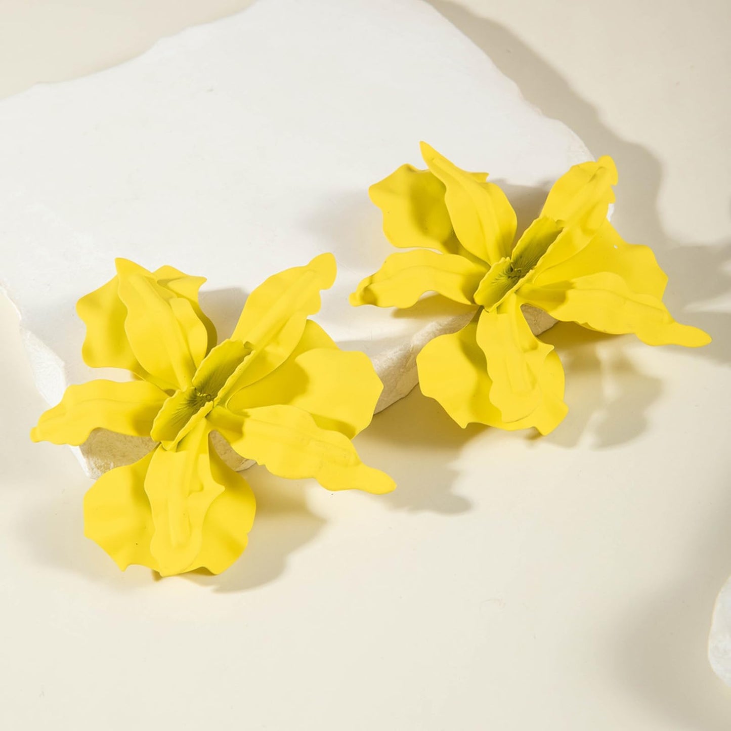 Yellow Flower Earrings for Women Large Floral Statement Jewelry Elegant 3D Floral Gift Accessories for Women