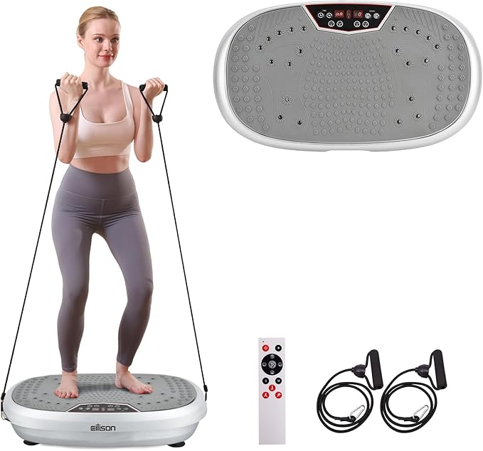 EILISON FitMaxx 3D XL Vibration Plate Exercise Machine - Whole Body Workout Vibration Platform w/Loop Bands - Lymphatic Dr...