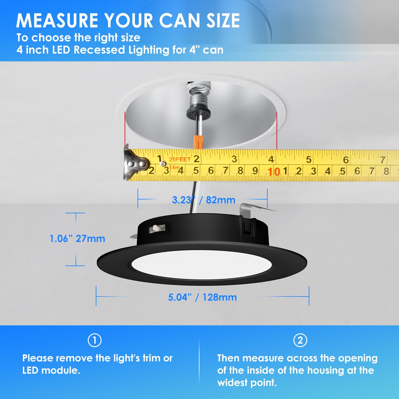 Anwio Recessed Lighting 4 Inch Black  5Cct 6W 700Lm Flat Retrofit Led Recessed Lights Can Needs  2700/3000/4000/5000/6000K Selectable Can Lights Cri 80+ Dimmable E26 Base Ic Rated & Etl 8 Pack