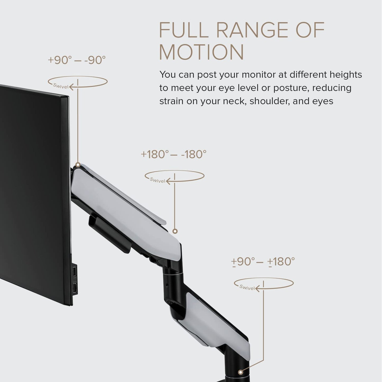 Pout E19 Heavy-Duty Ultrawide Monitor Arm - Adjustable Steel Desk Mount For 17-49 Displays, Supports 5-44Lbs, Full Motion Tilt &
