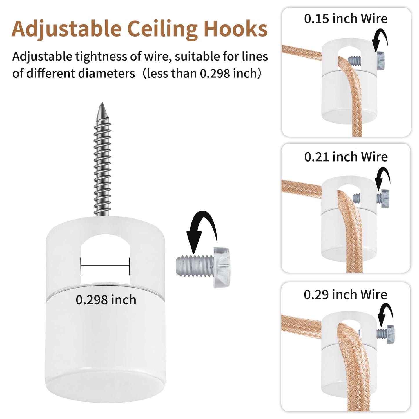 Adcssynd 3 Pack Upgrade Ceiling Hooks For Hanging Lights  White Aluminum Swag Hook Super Load  Swag Hooks For Ceiling Light  Modern Hook For Hanging Lighting Fixture Pendant Lights-Easy To Use