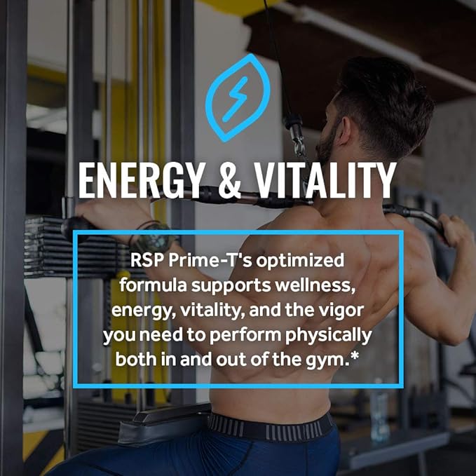 RSP NUTRITION Prime T - Testosterone Booster for Men, Natural Test Booster Pills, Lean Muscle Growth, Strength, Stamina & Healthy Sleep, 30 Servings