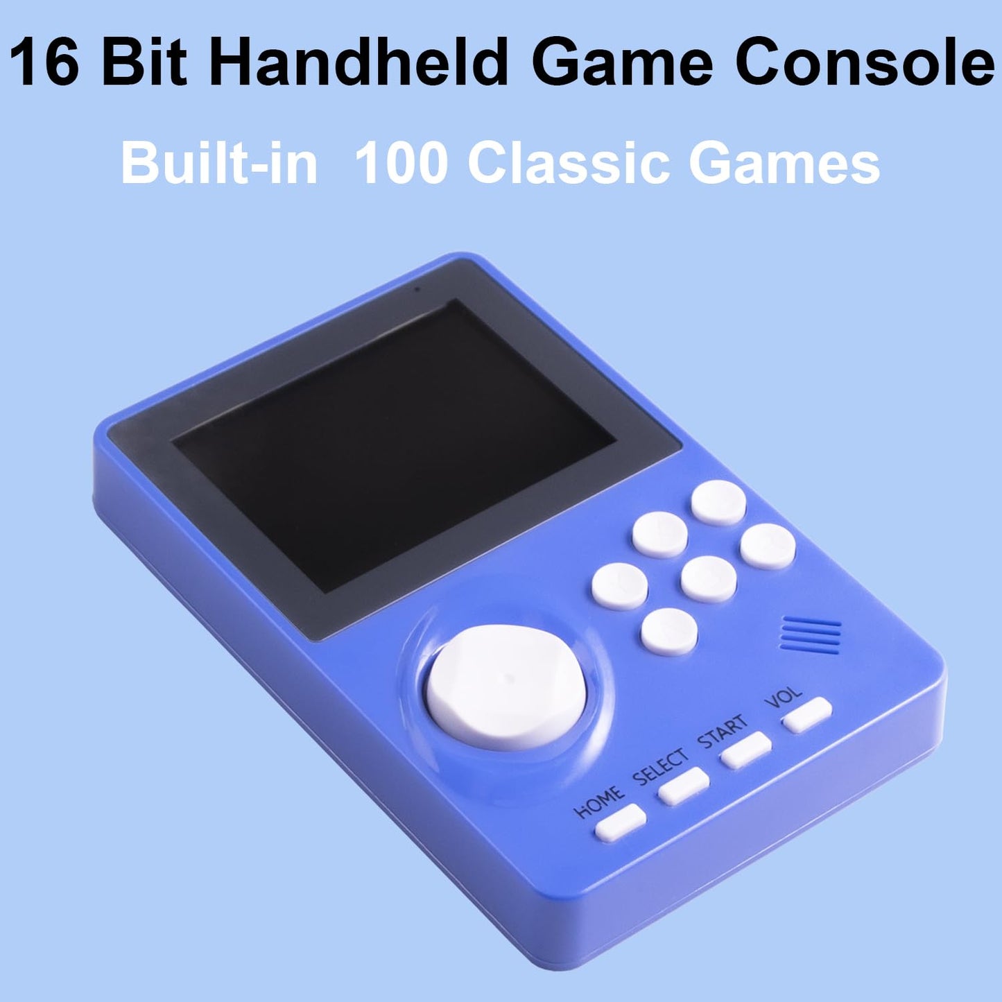 16 Bit Handheld Video Game Console for Kids Adults，2.8-inch Super Wide Lcb Preloaded 100 HD Handheld Game Console Seniors Electronic Game Player Birthday Present Xmas (Dark Blue)