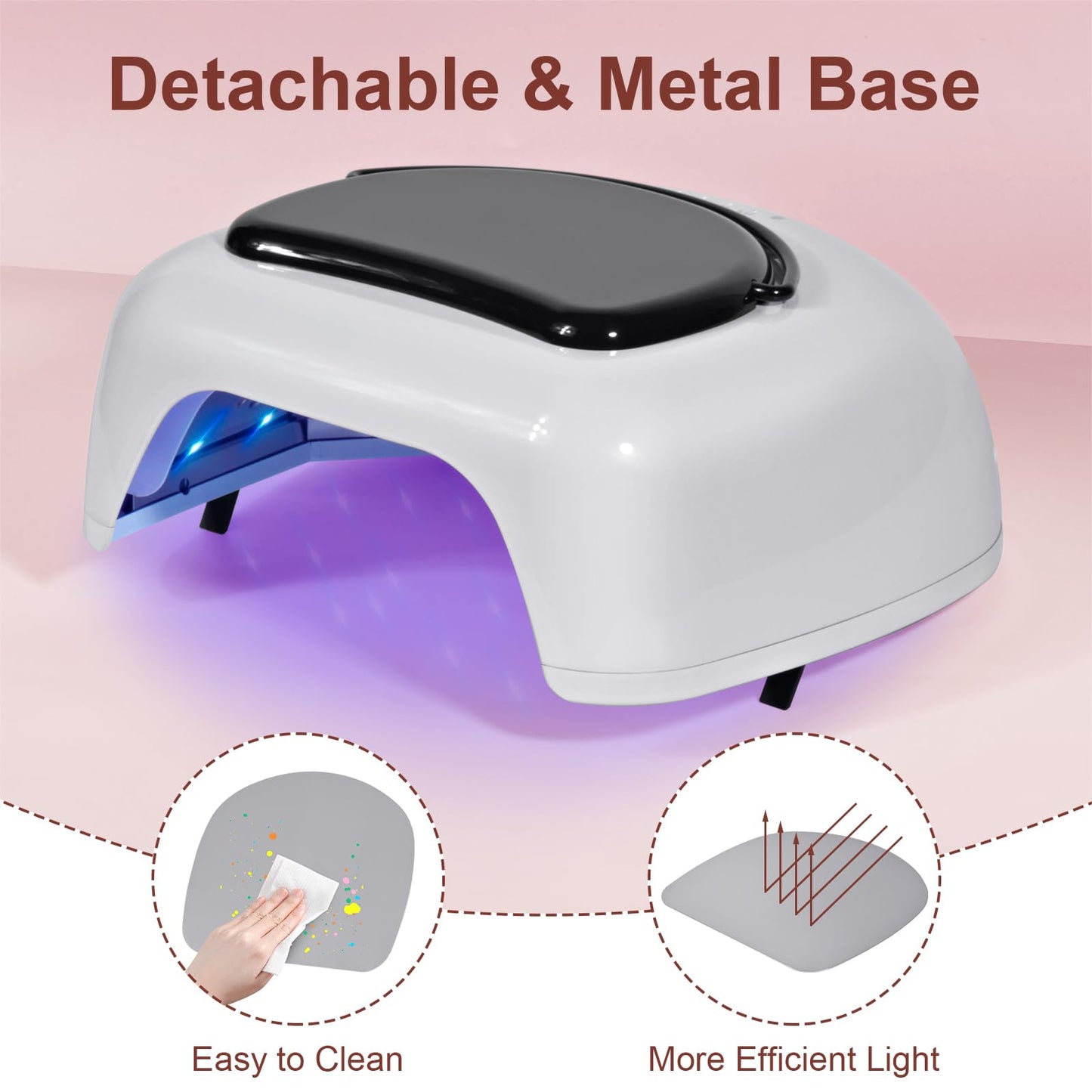 Ludysic Professional Rechargeable 96W UV LED Nail Lamp,Cordless Nail Dryer with 4 Timer Settings,Portable Design & Auto Sensor,F