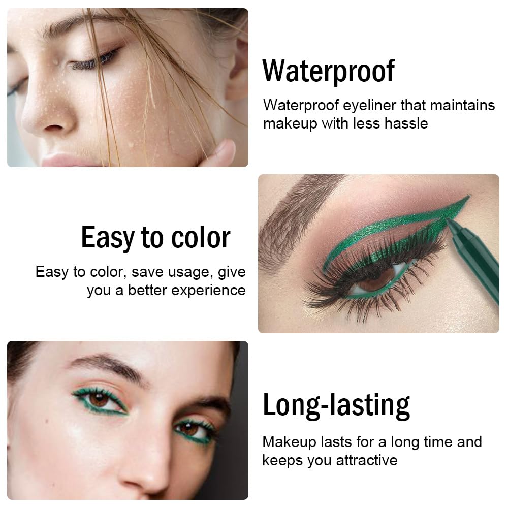 Kaely Gel Eyeliner Pencil for Women, Dark Pearl Green Eye Liner Waterproof Smudge Proof with Sharpener, Waterline Eye Makeup Lin