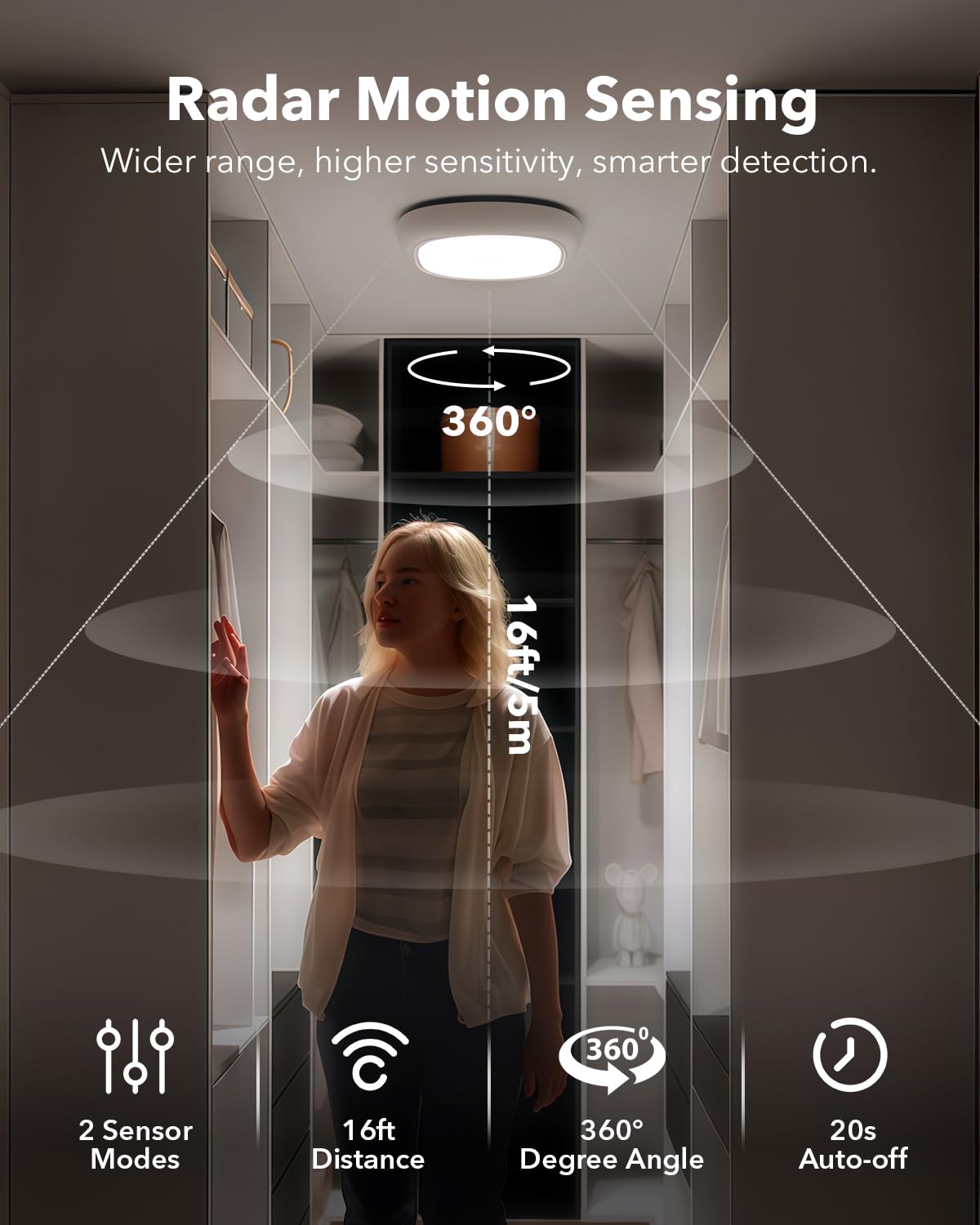 2 Pack Rechargeable Shower Light For Inside Shower  12000Mah Motion Sensor Wireless Ceiling Light With Remote No Wiring  Battery Operated Closet Lights Cordless Led Overhead Lighting For Bathroom