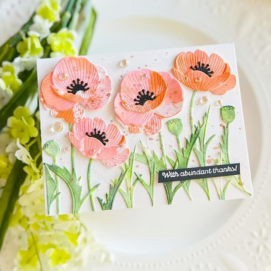 Flowers Metal Cutting Die for Scrapbooking - Cut Stencils for DIY Scrapbook Photo Album Decorative Paper Card, Card Making Supplies, Stencils & Crafting Die Cut (Geranium 5.6 x 4.2 in)