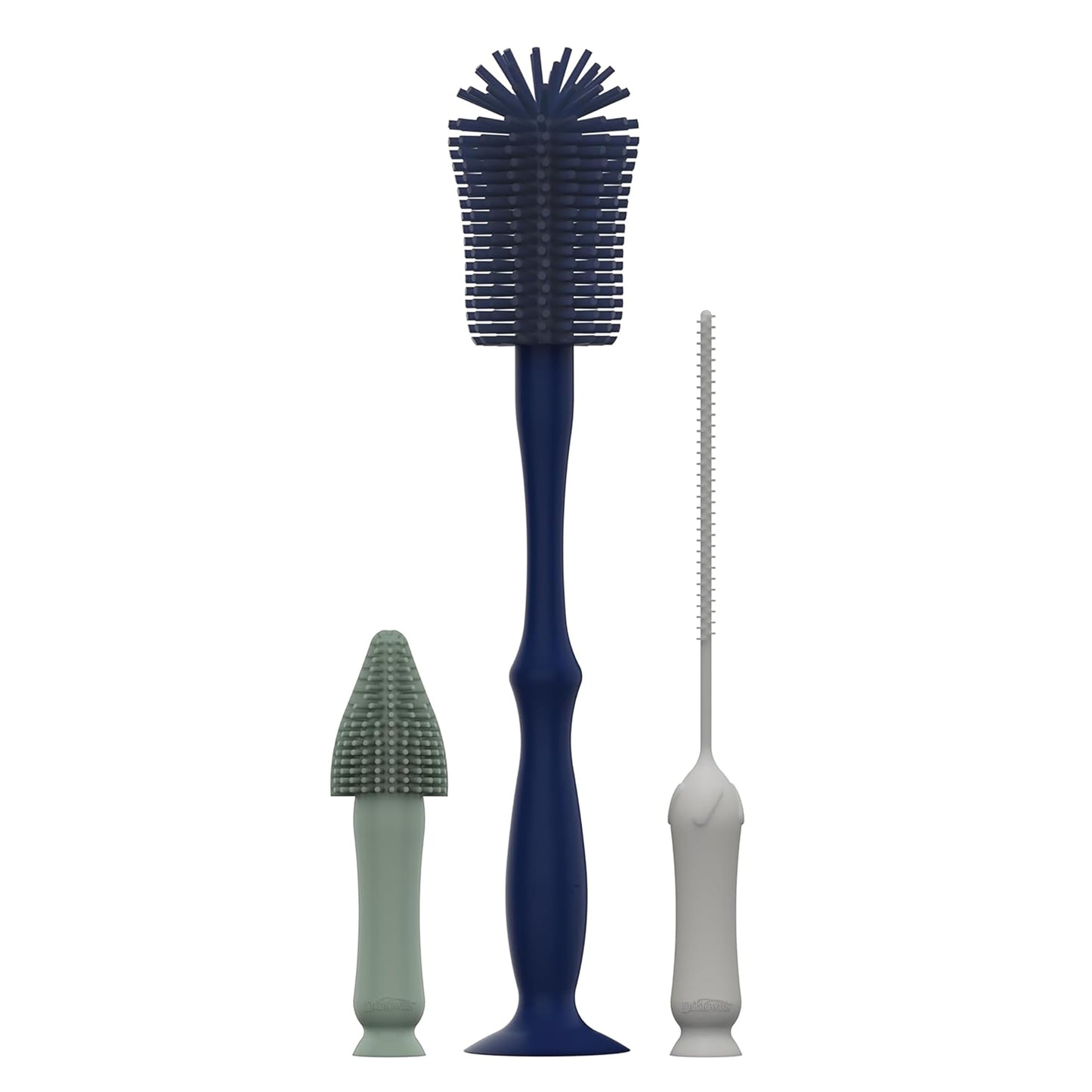 Dr. Brown's Complete Bottle Cleaning Set - 3-Pack Silicone Brush Set (Bottle, Spout & Straw) + 3-Pack Bottle Brush with Sponge & Scrubber