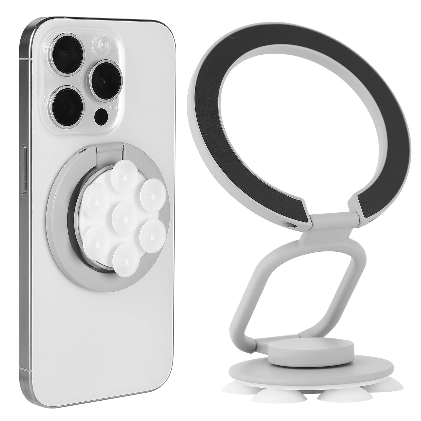 Magnetic Phone Holder Multifunctional Cellphone Stand Wtih Suction Cup, Mount Ring Grip, Magnetic Lead Ring Kickstand Compatible