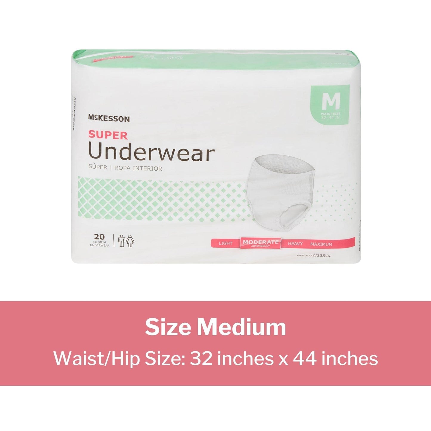 McKesson Super Adult Incontinence Underwear, Pull-On Style, Breathable, White (Medium, 80, Count)