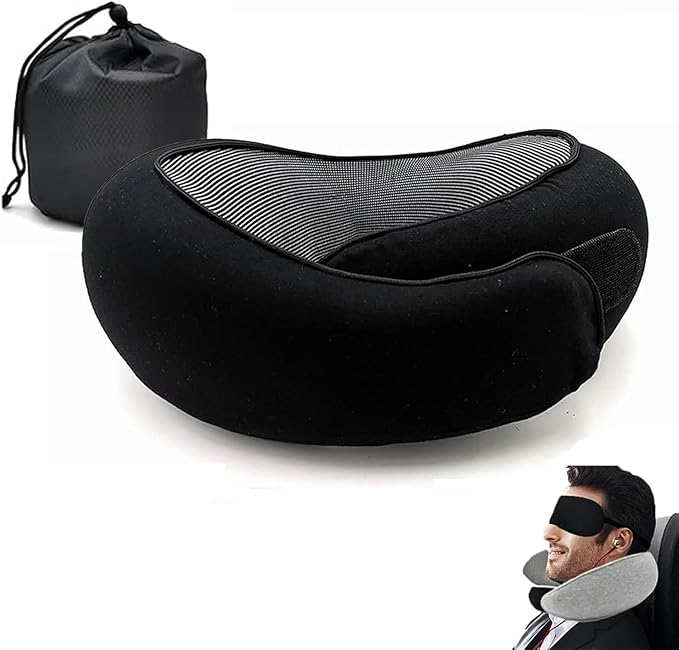 Travel Neck Pillow, Memory Foam Airplane Travel Pillow, 360 Degree Comfort and Breathability, Washable Modal Cover,Stowable U-Shaped Pillow