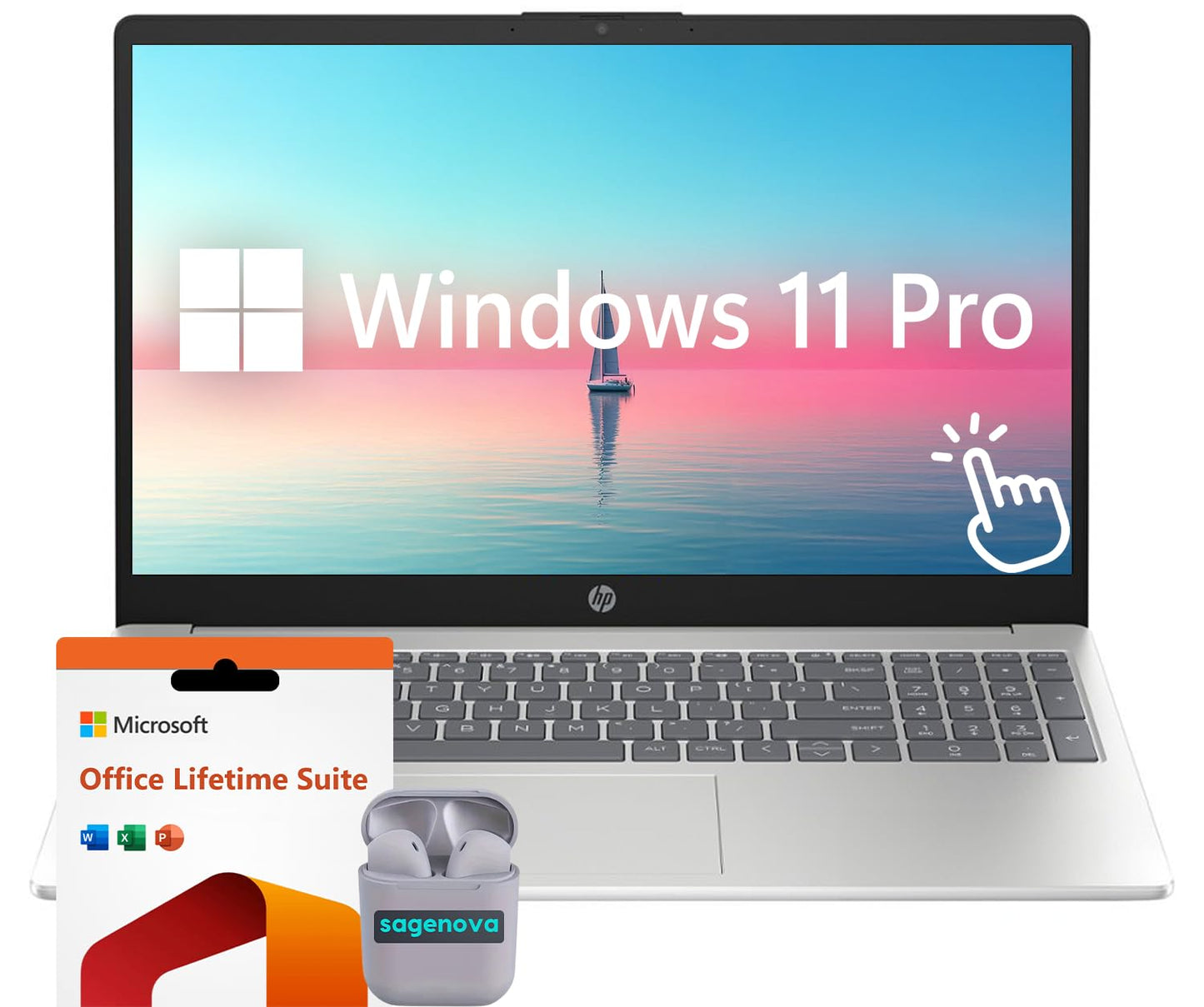 Hp 15.6 Led Touchscreen Business Laptop Computer, 8Gb Ram 512Gb Ssd, Amd Ryzen 5 7520U Processor, Windows 11 Pro Laptop With Mic