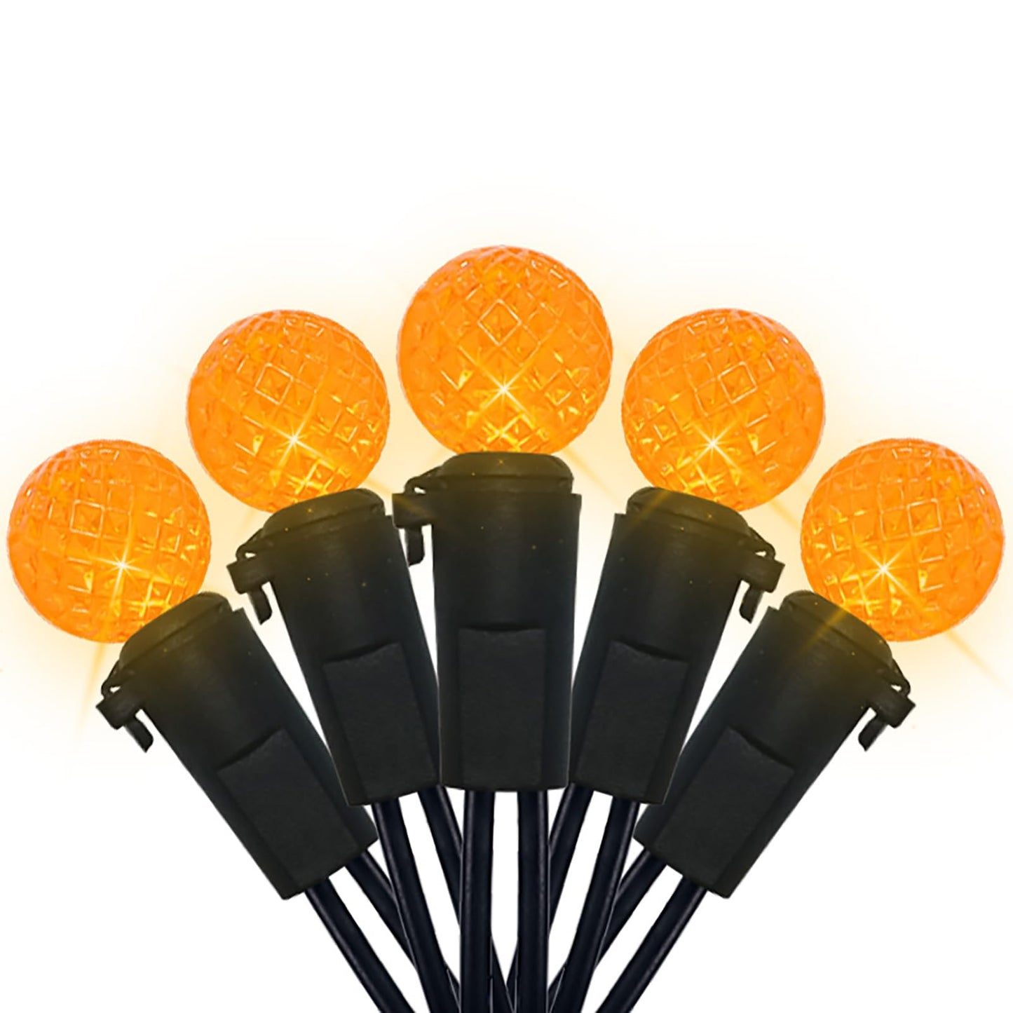 18.6Ft 50 Led Orange Halloween Lights G12 Mini Globe Ball String Lights For Small Tree Crafts Holiday Indoor/Outdoor Christmas Thanksgiving Day Halloween Decorations  Ul Certified  Connectable  Orange
