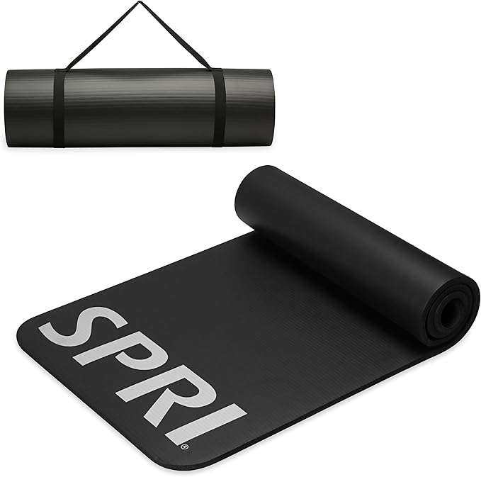 SPRI 12mm Pro Fitness Matt - Thick Exercise Mat for Floor Workouts, Sit-Ups, Push-Ups, Stretching, Toning, and General Fit...