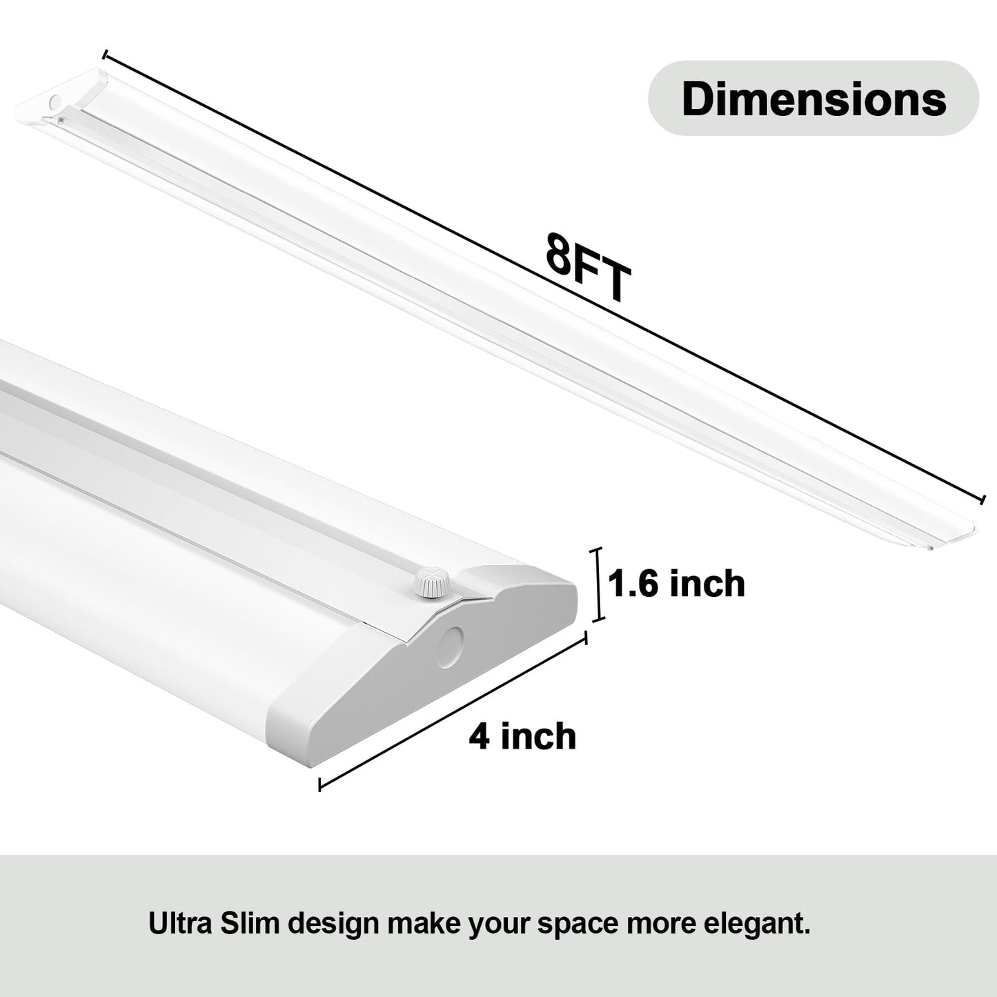 ANTLUX 8FT LED Shop Light, 110W, 12500LM, 5000K, Aluminum, Commercial Grade, 4 Pack