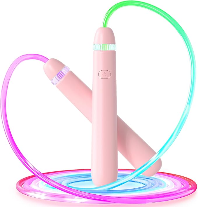 LED Light Up Jump Rope for Kids and Adult, Adjustable Glowing Skipping Rope for Boys and Girls, Colorful Luminous Jumping ...