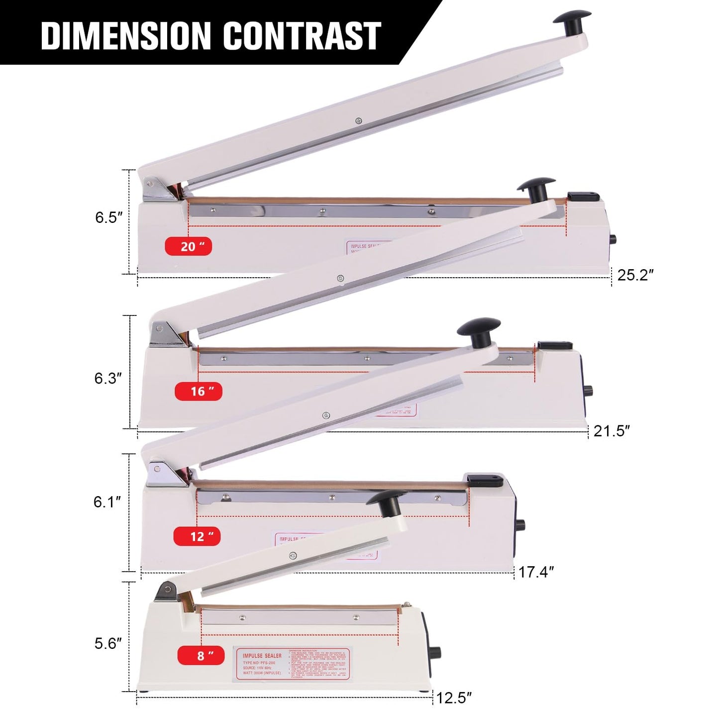 SYAMZZMS Commercial Impulse Sealer 12 Inch – Manual Heat Sealing Machine with 3mm Strip, Aluminum Body for Plastic Packaging – Ideal for Small Business & Kitchen Use