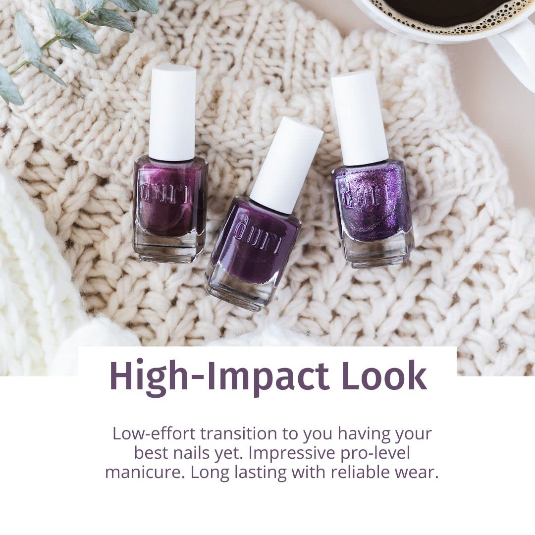 duri Nail Polish, 496 Twist, Purple Plum, Full Coverage, Glossy Finish, Quck Drying, 0.45 Fl Oz