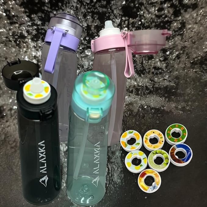 Air Water Bottle with Flavor Pods, 650ml, Workout Water Bottle, BPA Free Water Bottle, with 7 Water Bottle Flavor Pods, Sports Water Bottle Suitable for Outdoor sports, Gym, Gift (Blue, 650 ml)