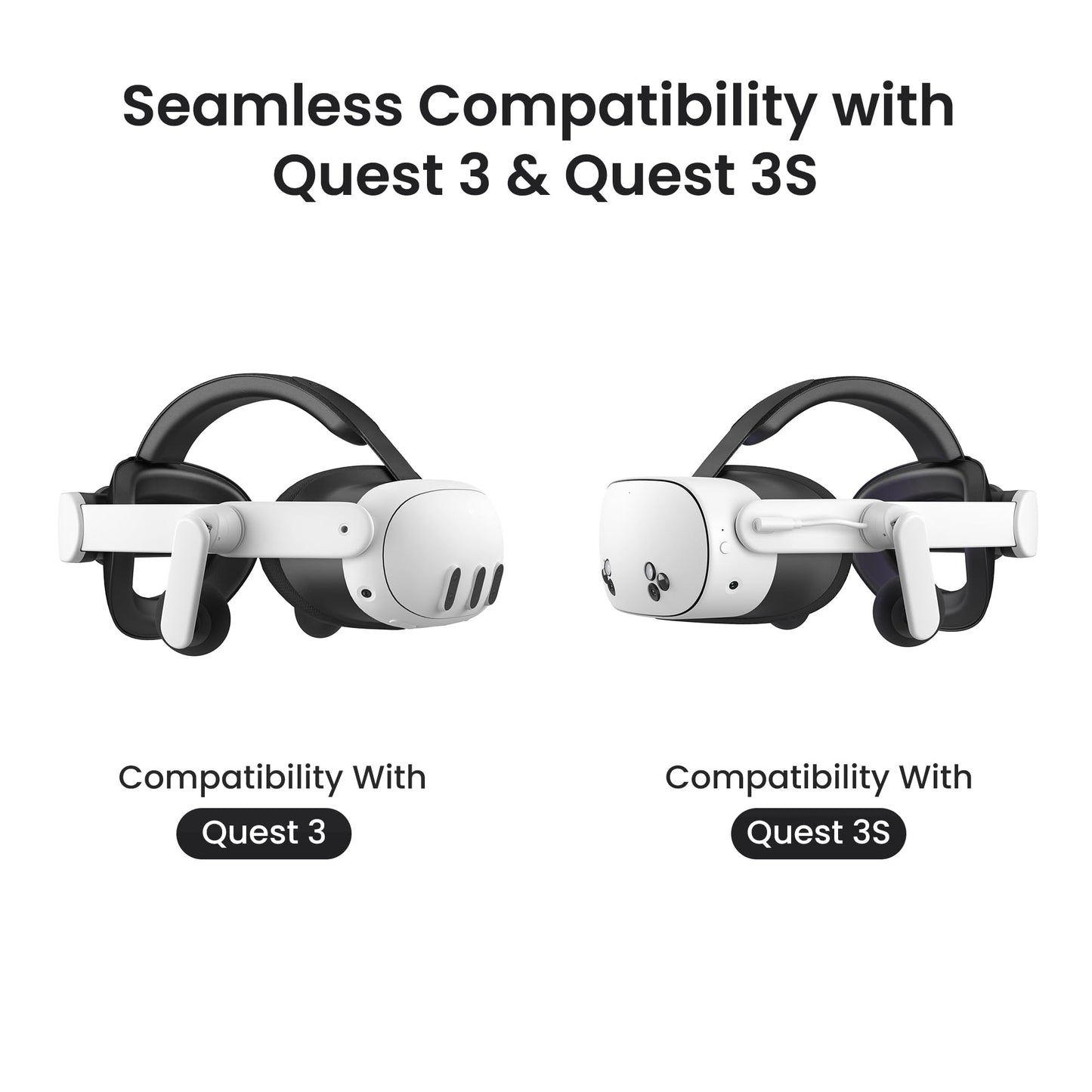 KIWI design Audio Head Strap with Battery for Meta/Oculus Quest 3/3S, K4 Duo DualFast Charging Headset, VR Accessories with Balanced Design for Enhanced Sound Effects & Playtime