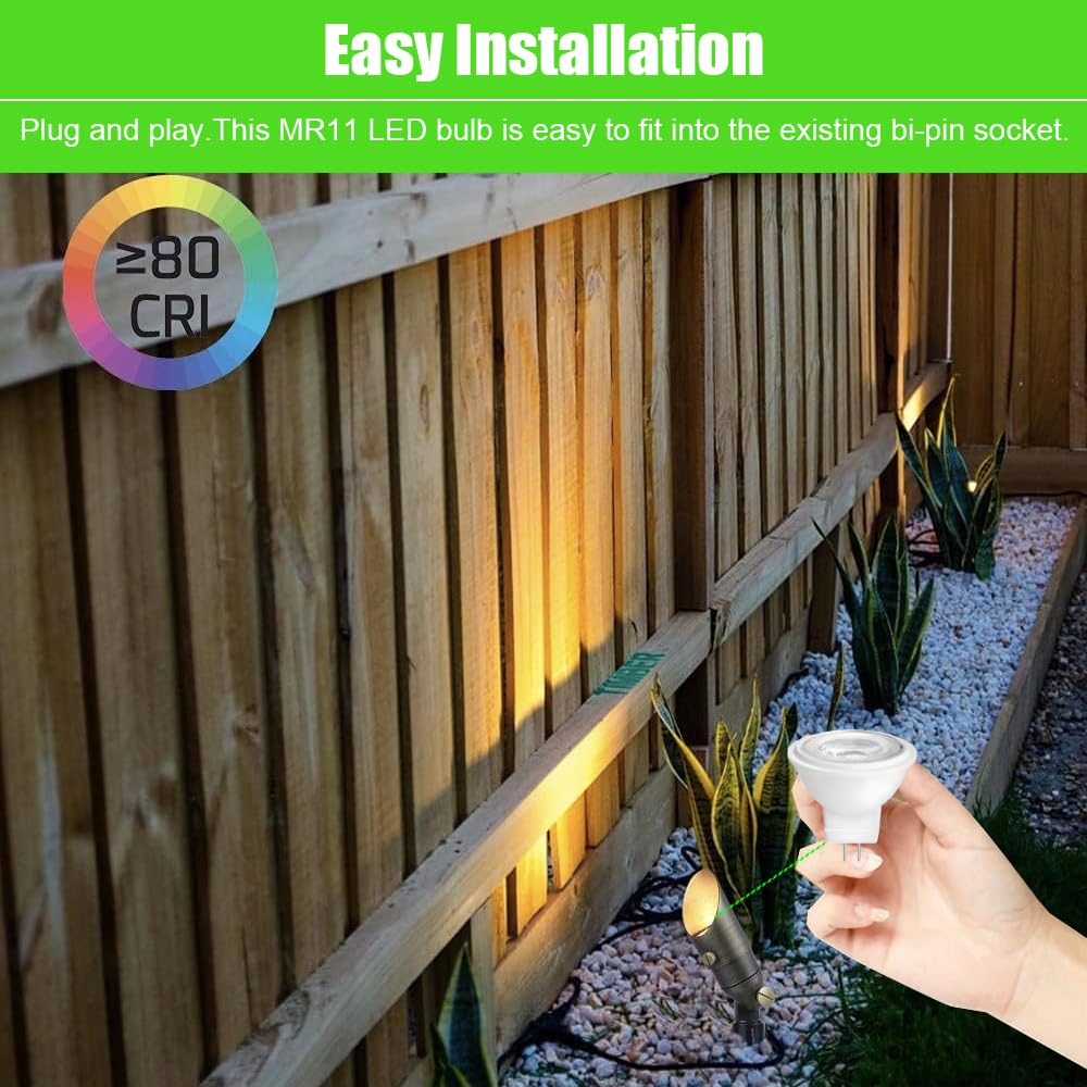 Makergroup MR11 Bi-pin LED Light Bulb 3W 12VAC/DC Warm White 2700K-3000K 6 Count