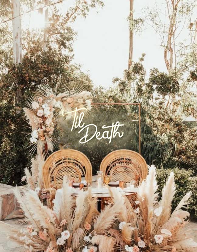 Dakabuka Led Neon Sign - Til Death Wall Decor, Warm White, Acrylic, 16.9 X 10.2 Inches, Model Nl009 For Weddings & Parties